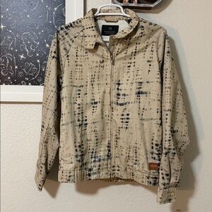 Scotch & Soda Men’s Small Cream Tie Dye Zip Front Casual Everyday Basic Jacket